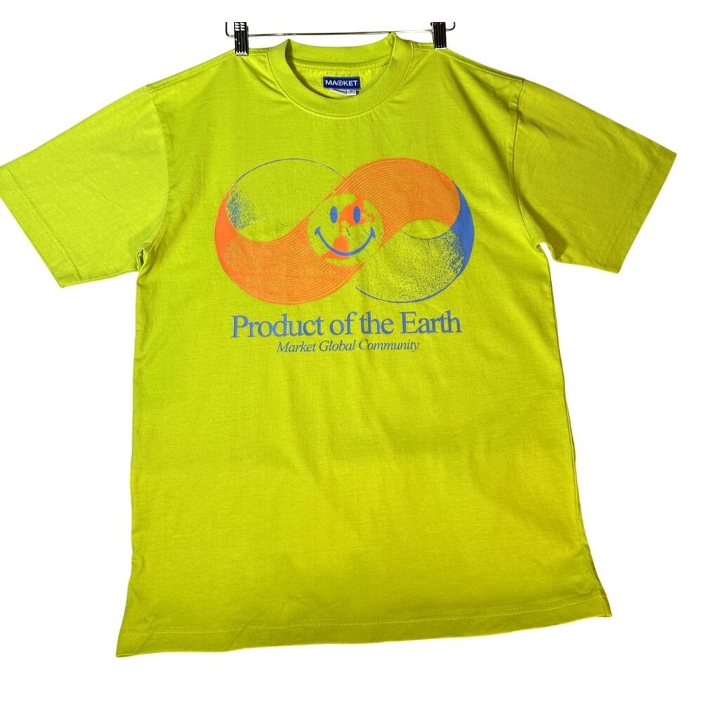 Market Studios "Product Of The Earth" Yellow Green Cotton‎ Tee Mens Size Medium